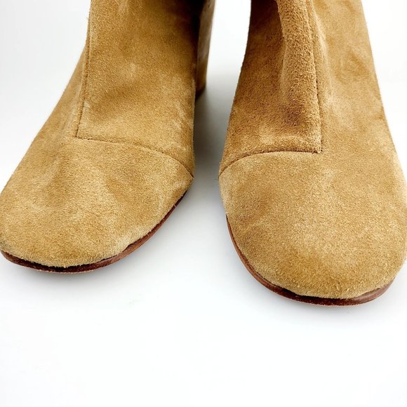 $541 A DETACHER  Ankle Booties Brown Suede 8 Open Heel Round Toe Made in PERU - Picture 5 of 12